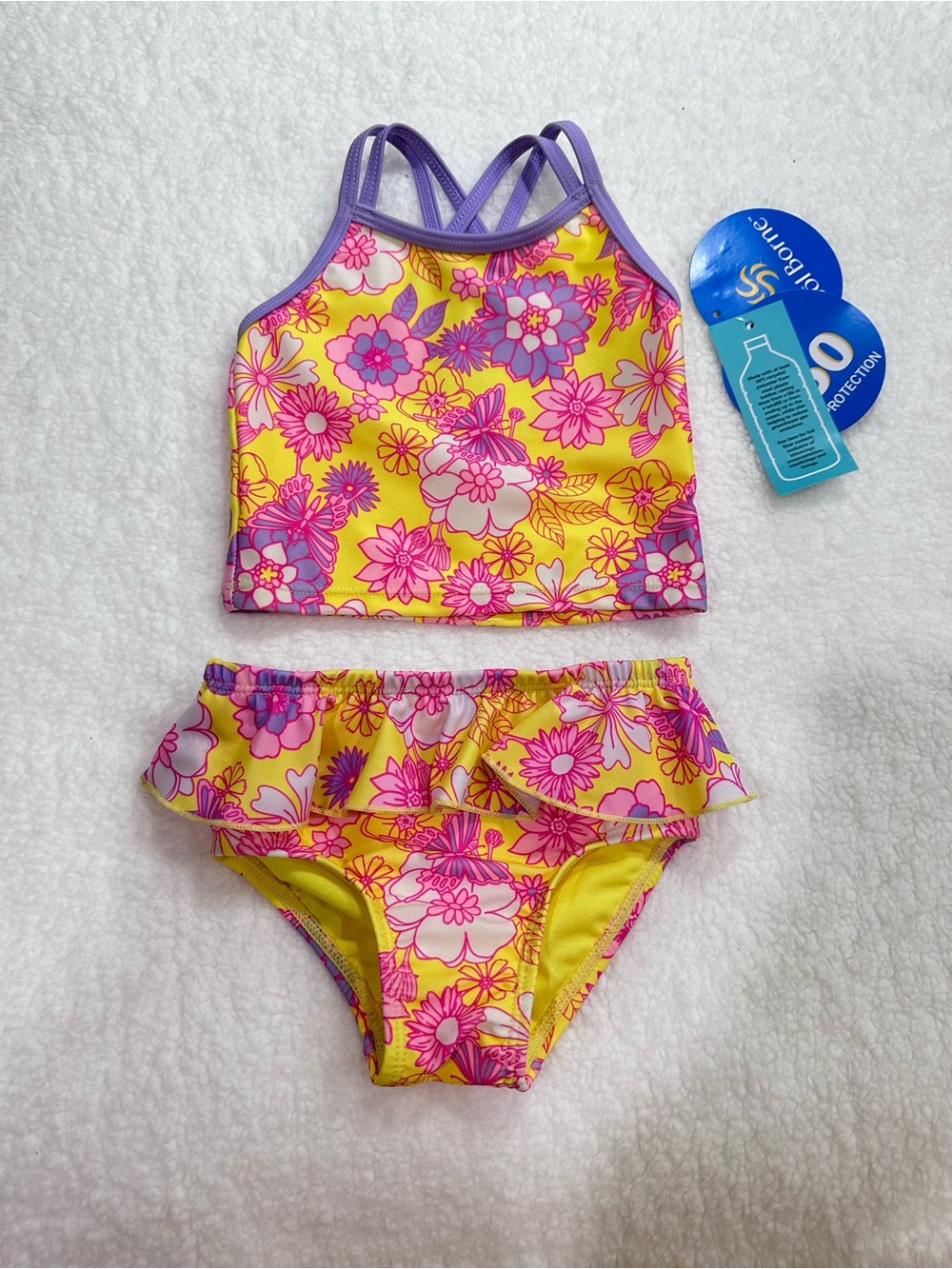 Girls' Yellow Floral Two-Piece Swim Set
